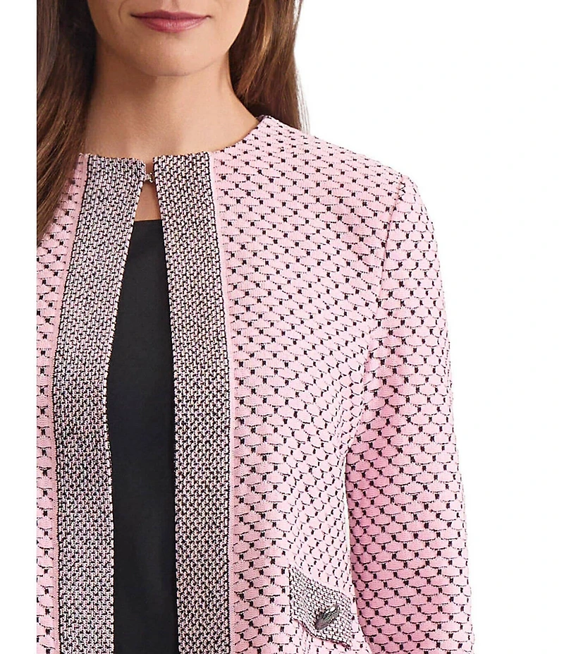 Ming Wang x Family Savvy Coordinating Shell Stitch Crew Neck Long Sleeve Jacket