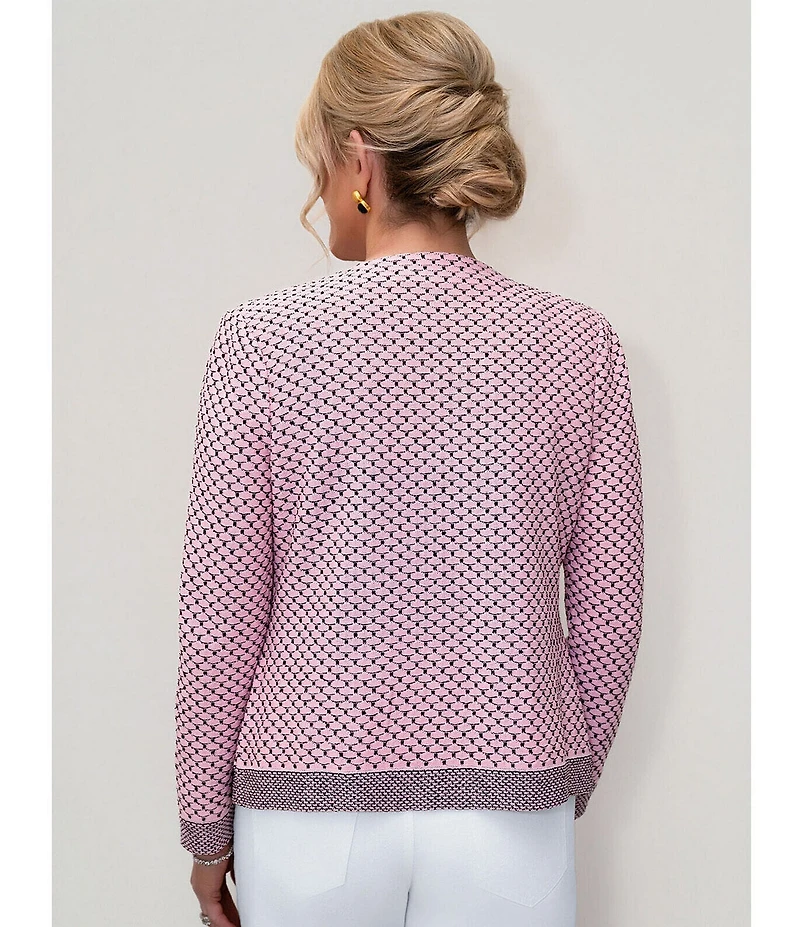 Ming Wang x Family Savvy Coordinating Shell Stitch Crew Neck Long Sleeve Jacket