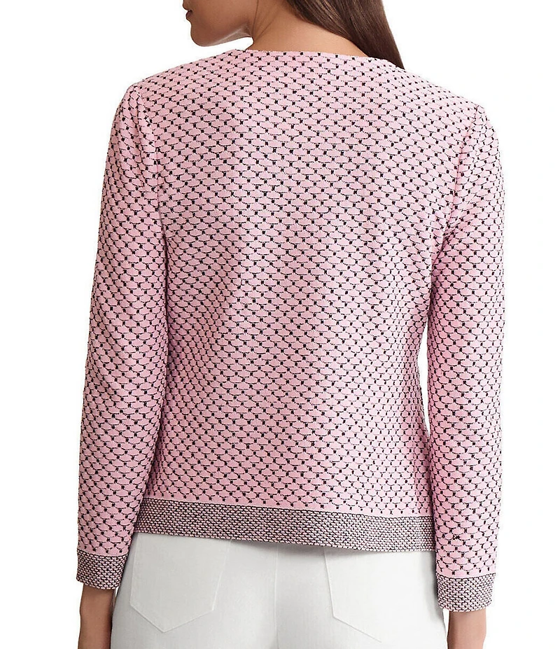 Ming Wang x Family Savvy Coordinating Shell Stitch Crew Neck Long Sleeve Jacket
