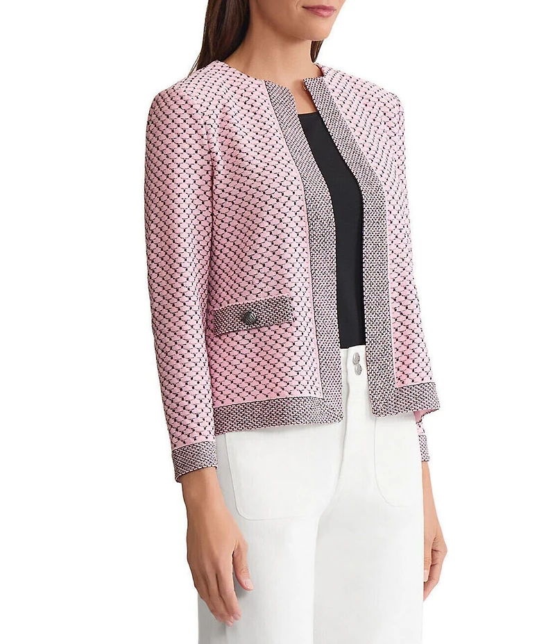 Ming Wang x Family Savvy Coordinating Shell Stitch Crew Neck Long Sleeve Jacket