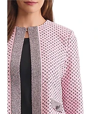 Ming Wang x Family Savvy Coordinating Shell Stitch Crew Neck Long Sleeve Jacket