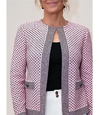 Ming Wang x Family Savvy Coordinating Shell Stitch Crew Neck Long Sleeve Jacket