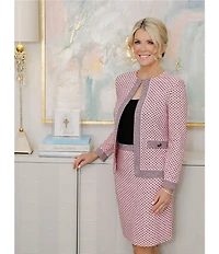 Ming Wang x Family Savvy Coordinating Shell Stitch Knit Straight Pencil Skirt