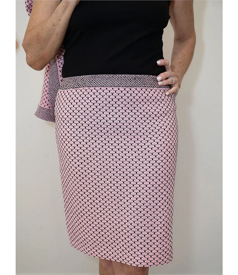 Ming Wang x Family Savvy Coordinating Shell Stitch Knit Straight Pencil Skirt