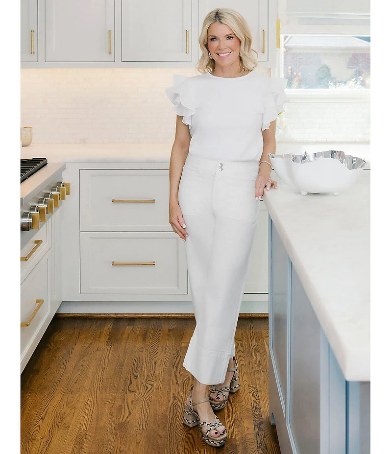 Ming Wang x Family Savvy Denim Wide Leg Cropped Cuff Jeans