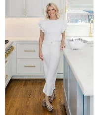 Ming Wang x Family Savvy Denim Wide Leg Cropped Cuff Jeans