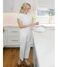 Ming Wang x Family Savvy Denim Wide Leg Cropped Cuff Jeans