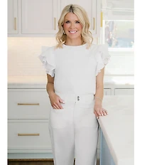 Ming Wang x Family Savvy Denim Wide Leg Cropped Cuff Jeans