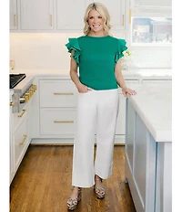 Ming Wang x Family Savvy Denim Wide Leg Cropped Cuff Jeans