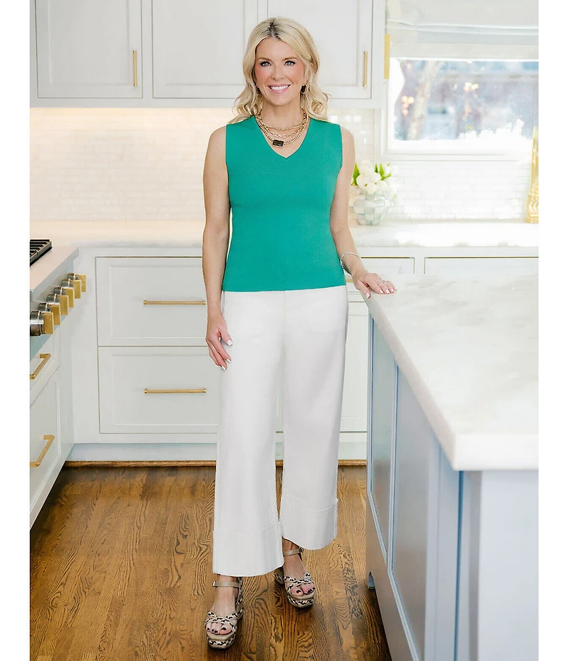 Ming Wang x Family Savvy Denim Wide Leg Cropped Cuff Jeans