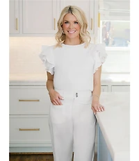Ming Wang x Family Savvy Denim Wide Leg Cropped Cuff Jeans