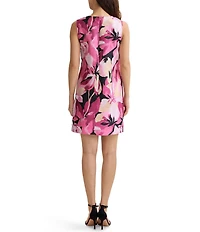 Ming Wang x Family Savvy Shimmer Lined Floral Jacquard V-Neck Sleeveless Sheath Dress