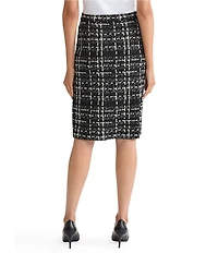 Ming Wang x Tanya Foster Checkered Jacquard Knit Straight Skirt