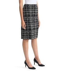 Ming Wang x Tanya Foster Checkered Jacquard Knit Straight Skirt