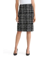 Ming Wang x Tanya Foster Checkered Jacquard Knit Straight Skirt