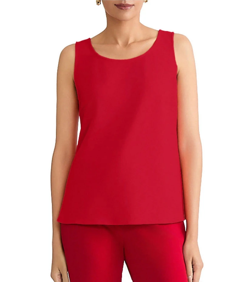 Ming Wang x Tanya Foster Crepe Scoop Neck Sleeveless Tank