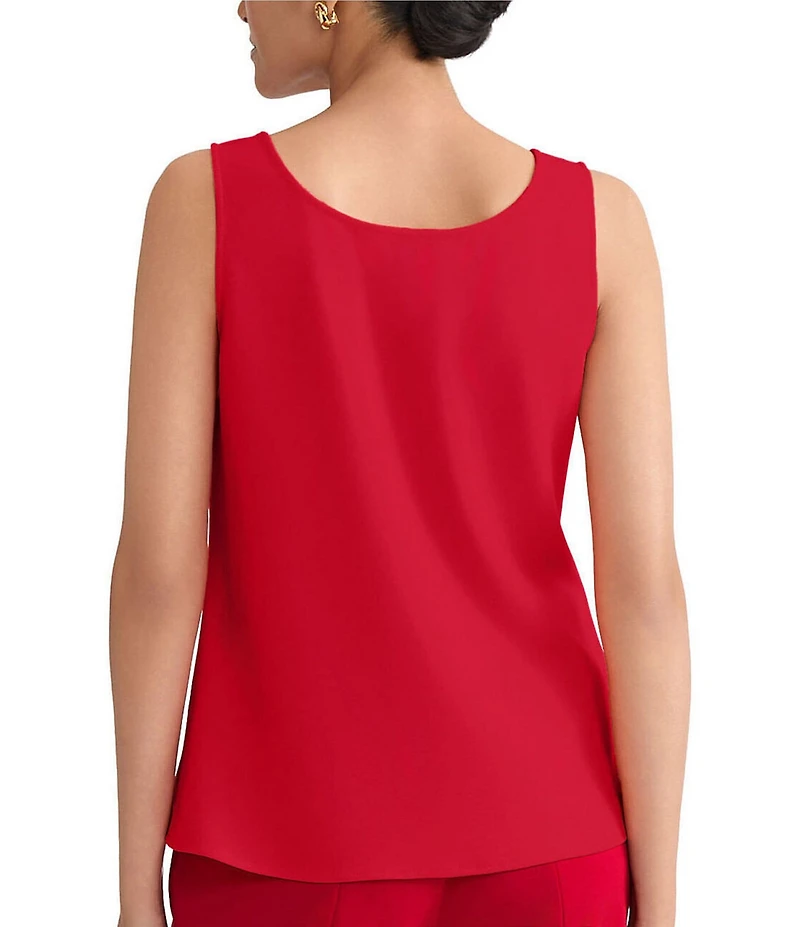 Ming Wang x Tanya Foster Crepe Scoop Neck Sleeveless Tank