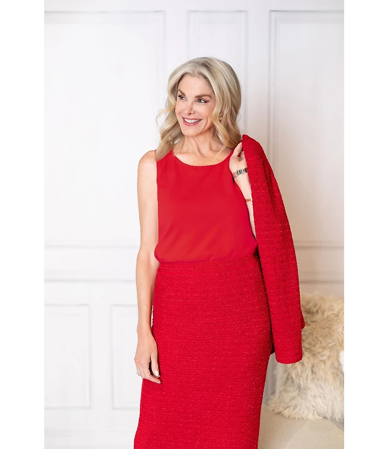 Ming Wang x Tanya Foster Crepe Scoop Neck Sleeveless Tank