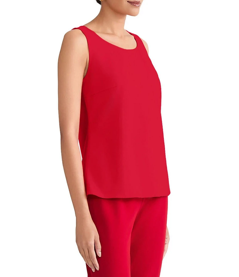 Ming Wang x Tanya Foster Petite Crepe Scoop Neck Sleeveless Tank
