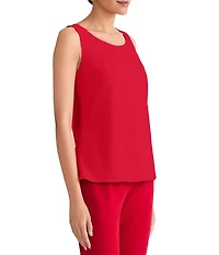 Ming Wang x Tanya Foster Petite Crepe Scoop Neck Sleeveless Tank
