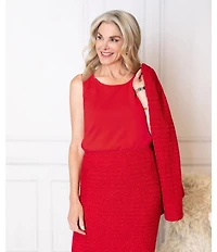 Ming Wang x Tanya Foster Petite Size Crepe Scoop Neck Sleeveless Tank