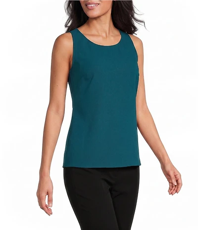 Ming Wang Petite Size Crepe Scoop Neck Sleeveless Tank