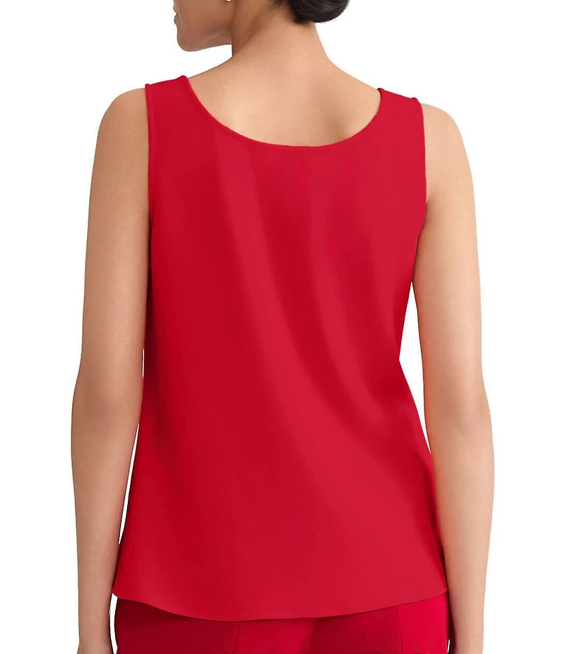 Ming Wang x Tanya Foster Petite Size Crepe Scoop Neck Sleeveless Tank