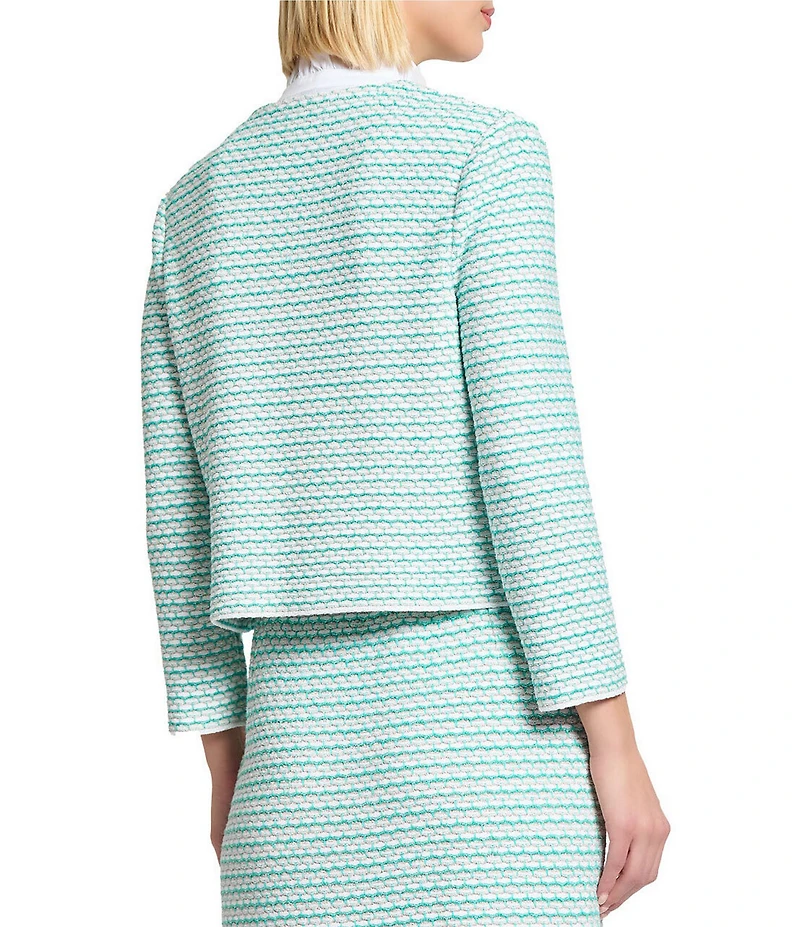 Ming Wang x Tanya Foster Stitch Knit Round Neck Long Sleeve Blazer