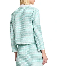 Ming Wang x Tanya Foster Stitch Knit Round Neck Long Sleeve Blazer