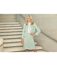 Ming Wang x Tanya Foster Stitch Knit Round Neck Long Sleeve Blazer