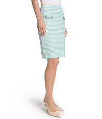 Ming Wang x Tanya Foster Textured Stitch Knit Chain Trim Pull-On Skirt