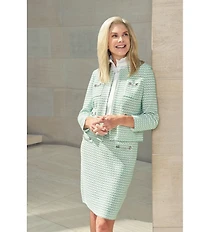 Ming Wang x Tanya Foster Textured Stitch Knit Chain Trim Pull-On Skirt