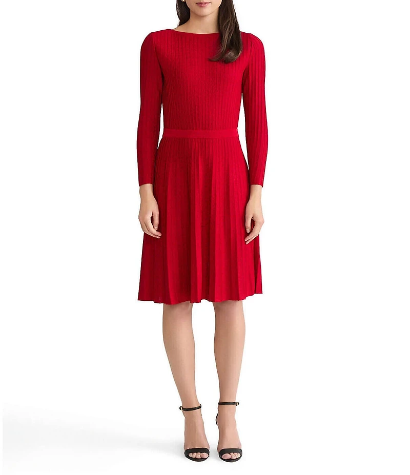 Ming Wang x Tanya Foster Tonal Stitch Knit Fit-And-Flare Dress