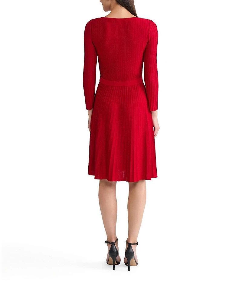 Ming Wang x Tanya Foster Tonal Stitch Knit Fit-And-Flare Dress