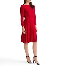 Ming Wang x Tanya Foster Tonal Stitch Knit Fit-And-Flare Dress