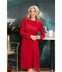 Ming Wang x Tanya Foster Tonal Stitch Knit Fit-And-Flare Dress