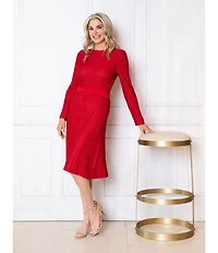 Ming Wang x Tanya Foster Tonal Stitch Knit Fit-And-Flare Dress