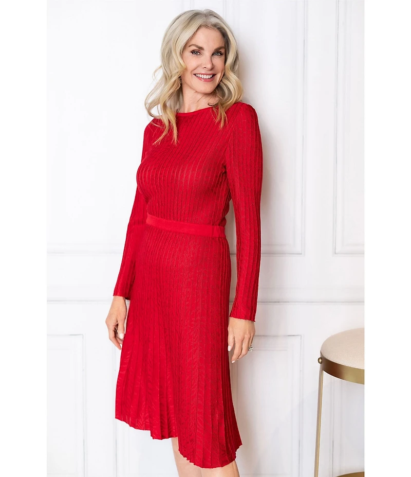 Ming Wang x Tanya Foster Tonal Stitch Knit Fit-And-Flare Dress