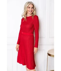 Ming Wang x Tanya Foster Tonal Stitch Knit Fit-And-Flare Dress