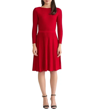 Ming Wang x Tanya Foster Tonal Stitch Knit Fit-And-Flare Dress