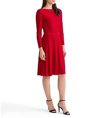 Ming Wang x Tanya Foster Tonal Stitch Knit Fit-And-Flare Dress
