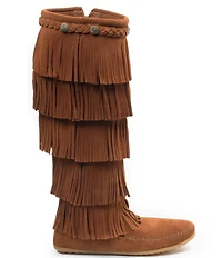 Minnetonka 5-Layer Fringe Braid Ornamented Suede Boots