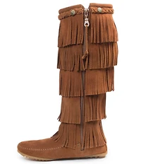Minnetonka 5-Layer Fringe Braid Ornamented Suede Boots