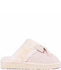 Minnetonka Bow Scuff Faux Fur Lined Mule Slippers