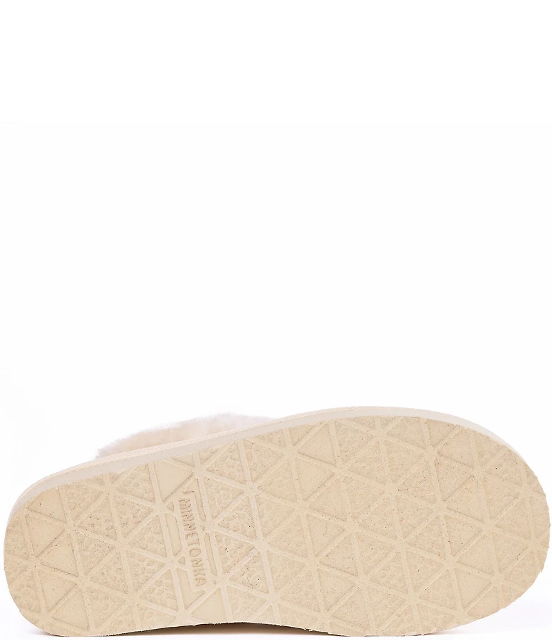 Minnetonka Bow Scuff Faux Fur Lined Mule Slippers