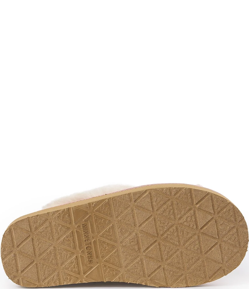 Minnetonka Bowelle Scuff Knit Faux Fur Lined Mule Slippers