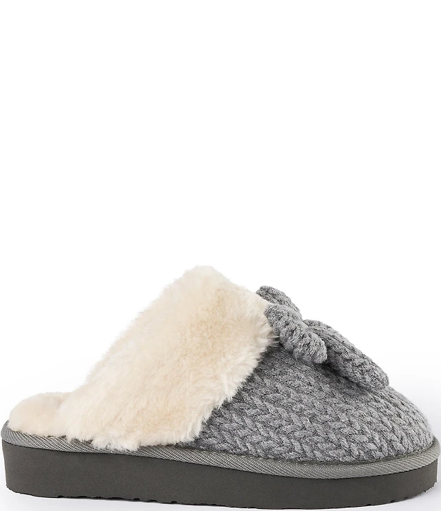 Minnetonka Bowelle Scuff Knit Faux Fur Lined Mule Slippers at
