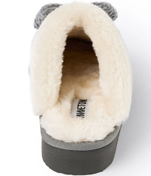 Minnetonka Bowelle Scuff Knit Faux Fur Lined Mule Slippers at