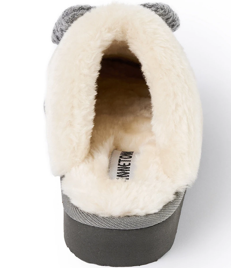 Minnetonka Bowelle Scuff Knit Faux Fur Lined Mule Slippers