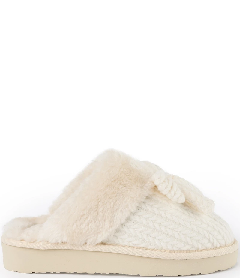 Minnetonka Bowelle Scuff Knit Faux Fur Lined Mule Slippers